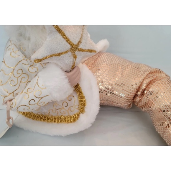 Coastal Nautical Mermaid Santa Shelf Sitter Christmas Holiday Gold Merman Lux - Picture 10 of 10